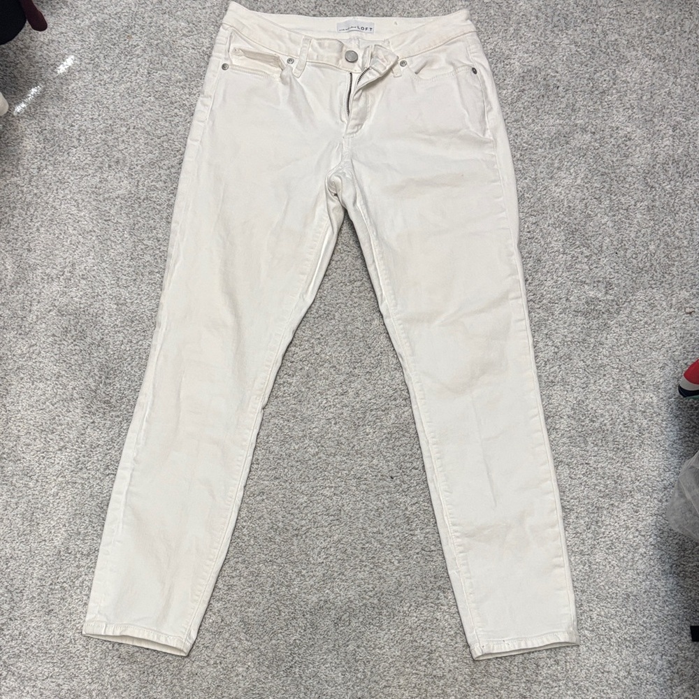 LOFT Women's Straight Leg Cream Jeans